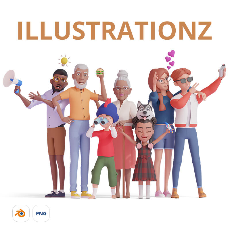 Illustrationz - massive 3D set of 3D illustrations for any purpose.